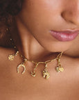 Gold-Plated Horseshoe Charm with White Zirconia