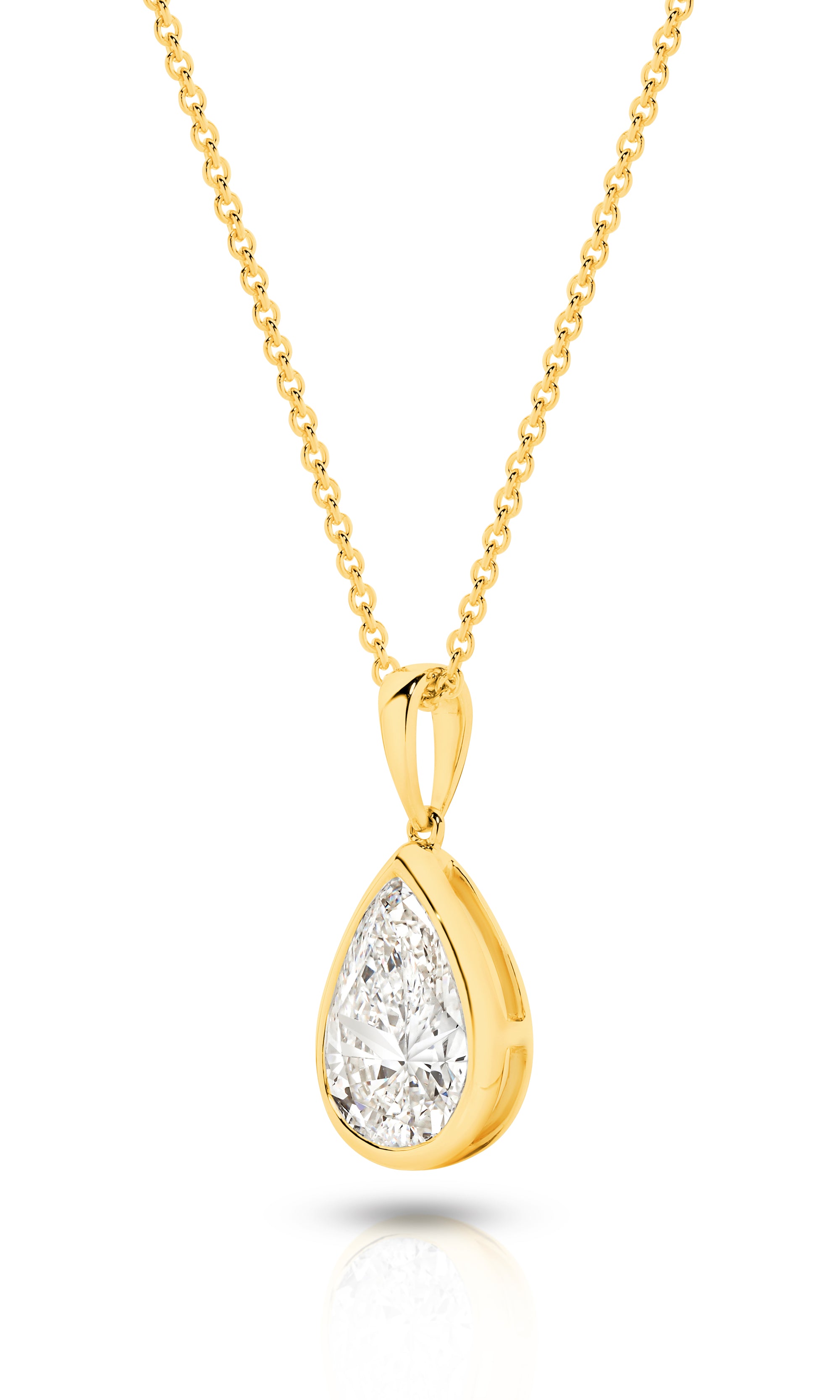 HEIRLOOM - 1CT PEAR OVAL BEZEL DIAMOND PENDANT -SOLID GOLD