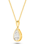 HEIRLOOM - 1CT PEAR OVAL BEZEL DIAMOND PENDANT -SOLID GOLD