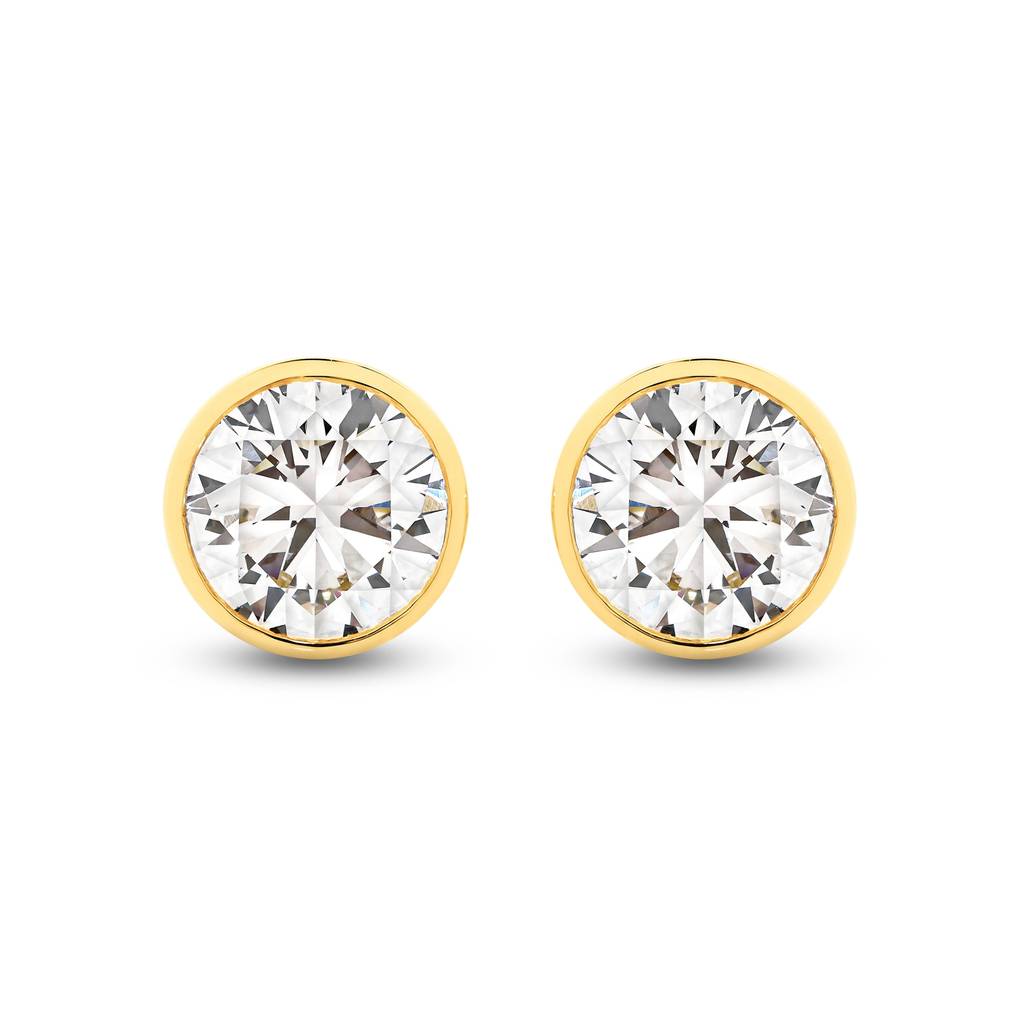HEIRLOOM BRILLIANT CUT BEZEL SET DIAMOND STUD EARRINGS - SOLID GOLD