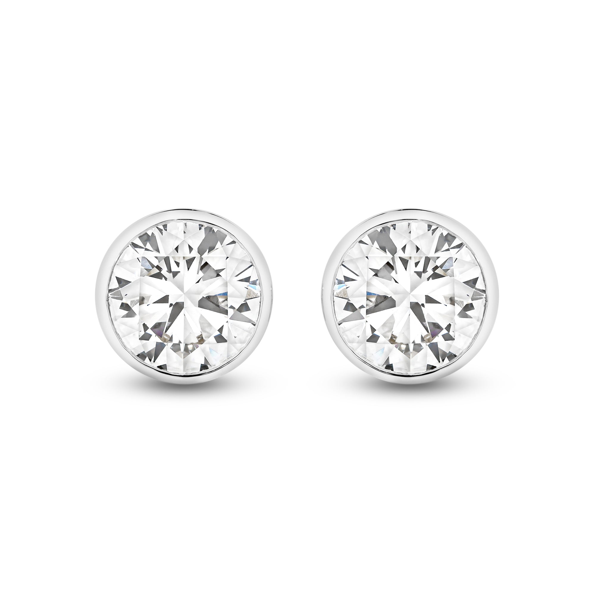 HEIRLOOM BRILLIANT CUT BEZEL SET DIAMOND STUD EARRINGS - SOLID GOLD