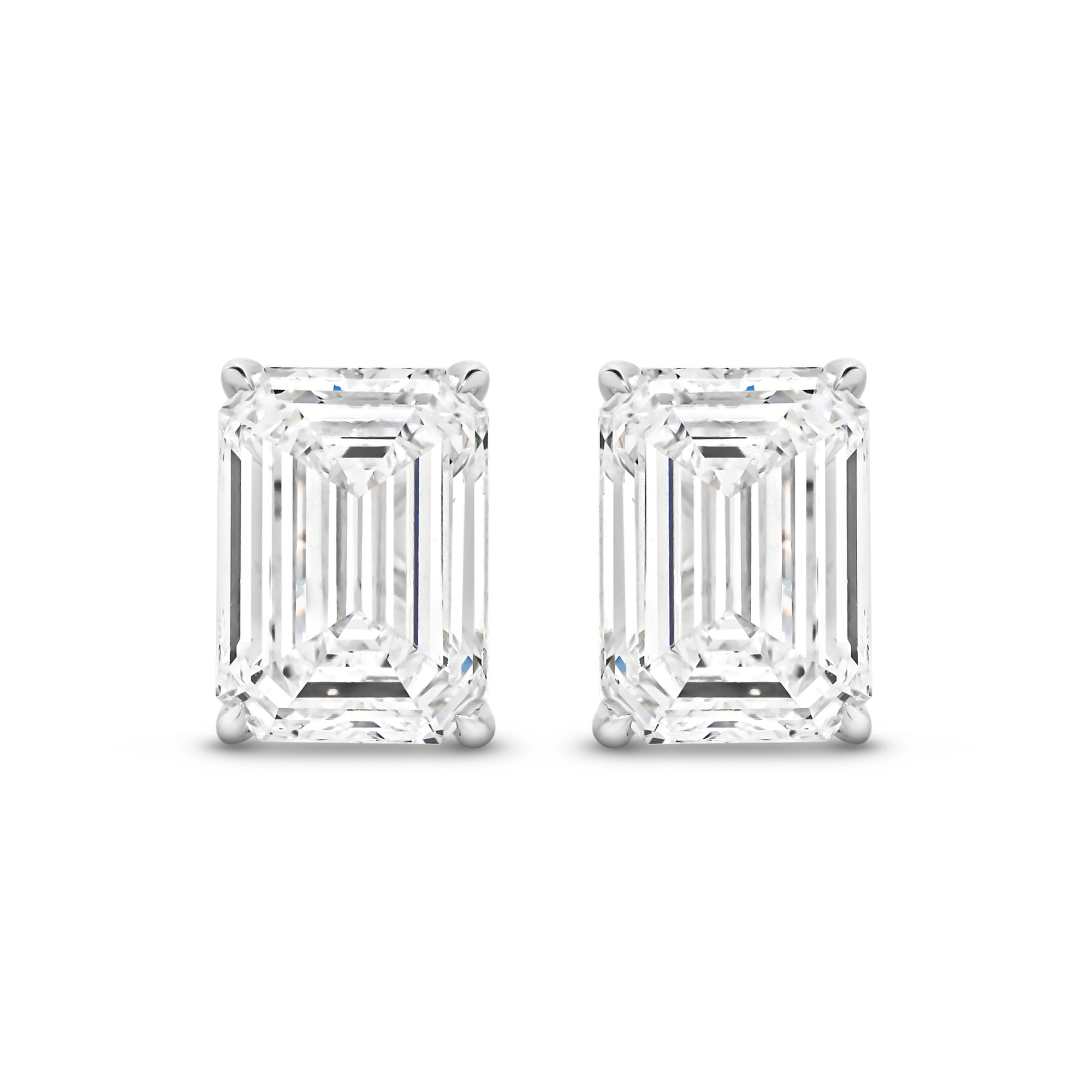 HEIRLOOM EMERALD CUT DIAMOND STUD EARRINGS - SOLID GOLD