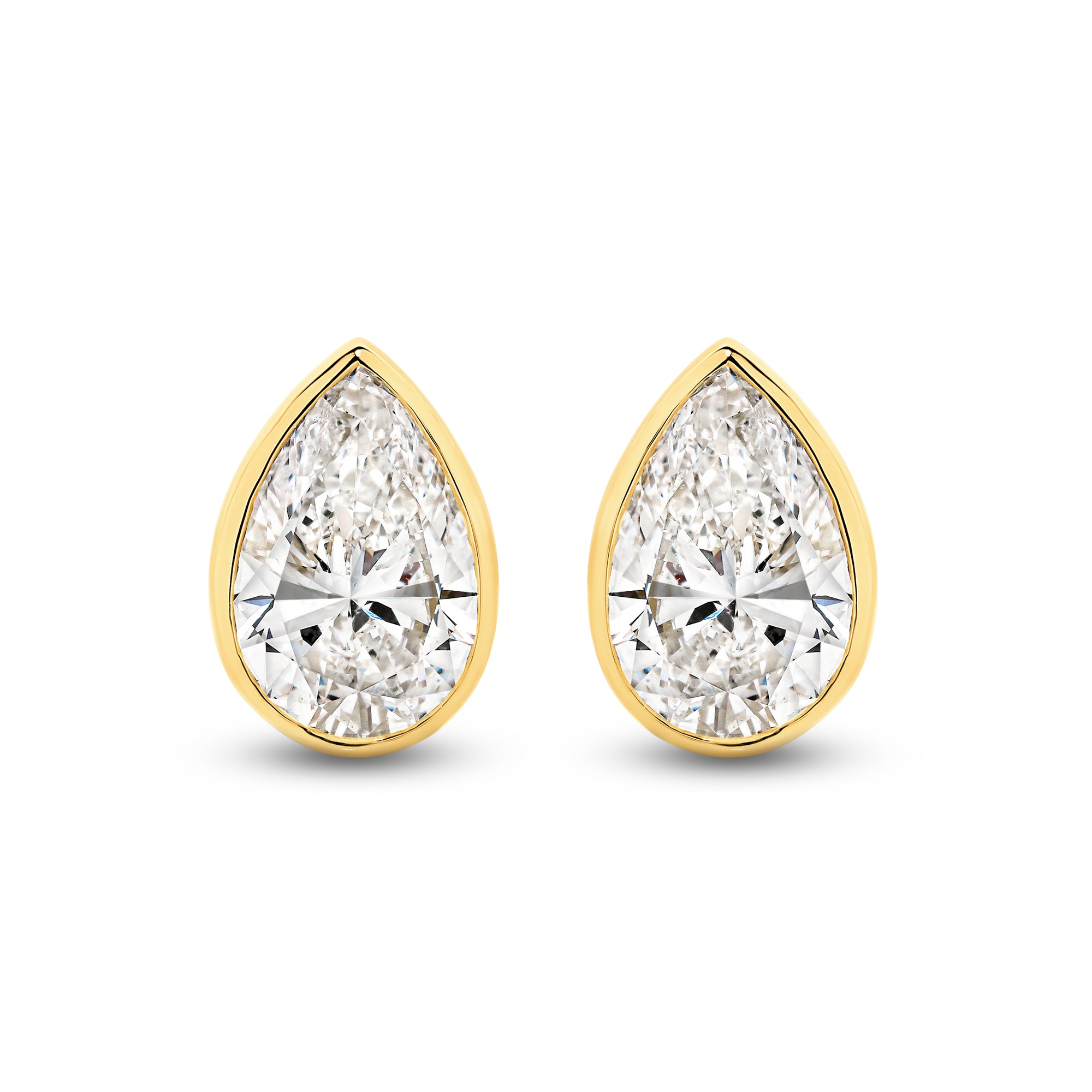 HEIRLOOM PEAR BEZEL SET DIAMOND STUD EARRINGS - SOLID GOLD