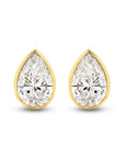 HEIRLOOM PEAR BEZEL SET DIAMOND STUD EARRINGS - SOLID GOLD