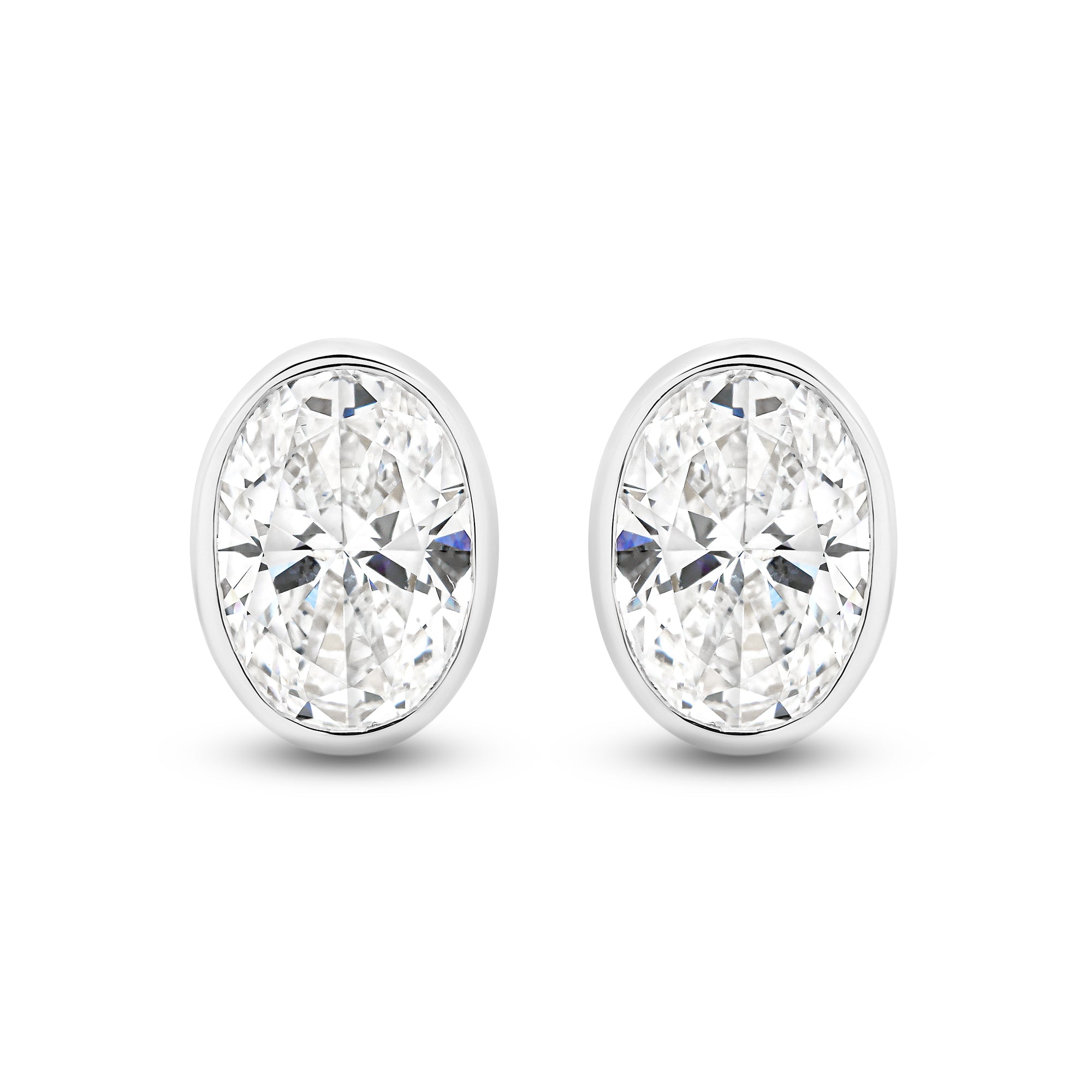 HEIRLOOM OVAL BEZEL SET DIAMOND STUD EARRINGS - SOLID GOLD