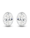 HEIRLOOM OVAL BEZEL SET DIAMOND STUD EARRINGS - SOLID GOLD
