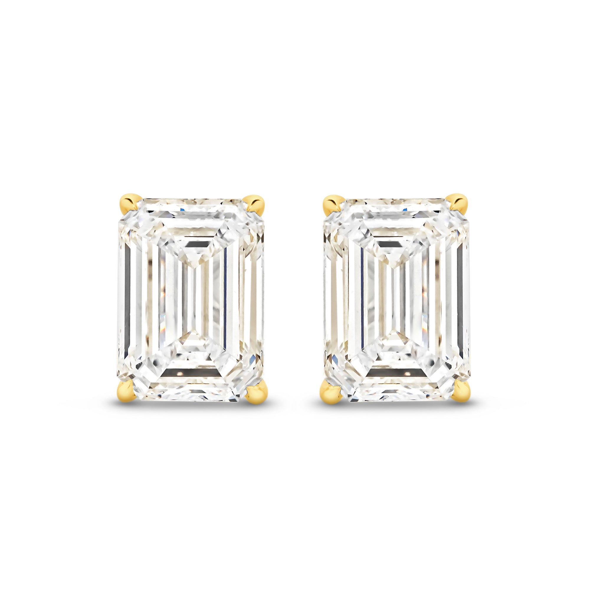 HEIRLOOM EMERALD CUT DIAMOND STUD EARRINGS - SOLID GOLD