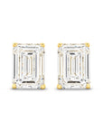HEIRLOOM EMERALD CUT DIAMOND STUD EARRINGS - SOLID GOLD