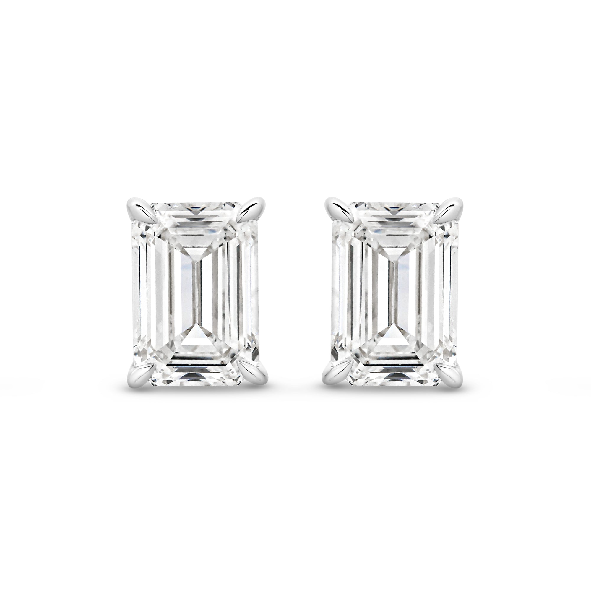 HEIRLOOM EMERALD CUT DIAMOND STUD EARRINGS - SOLID GOLD