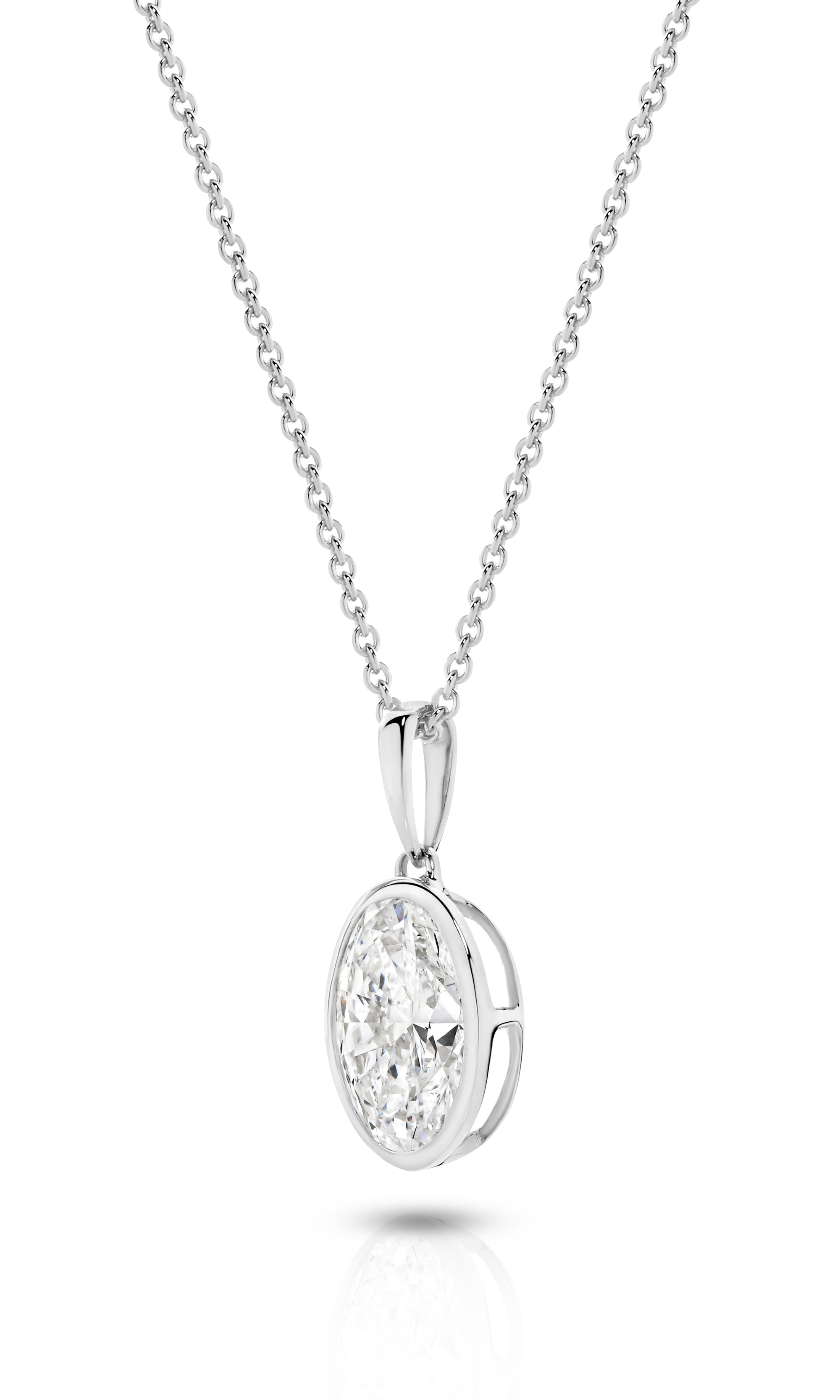 1CT BEZEL OVAL DIAMOND PENDANT - SOLID GOLD