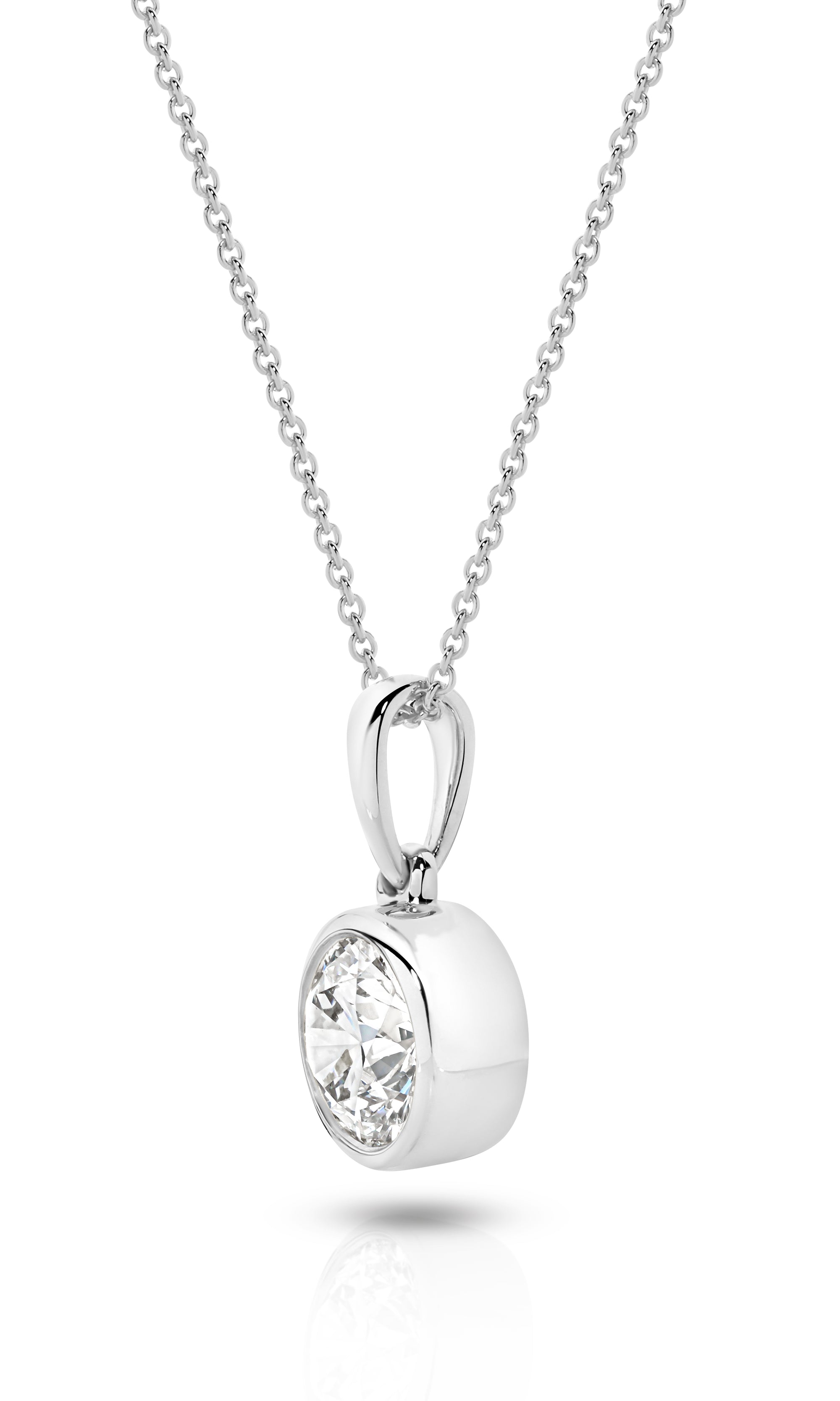 1CT BRILLIANT CUT BEZEL DIAMOND PENDANT - SOLID GOLD