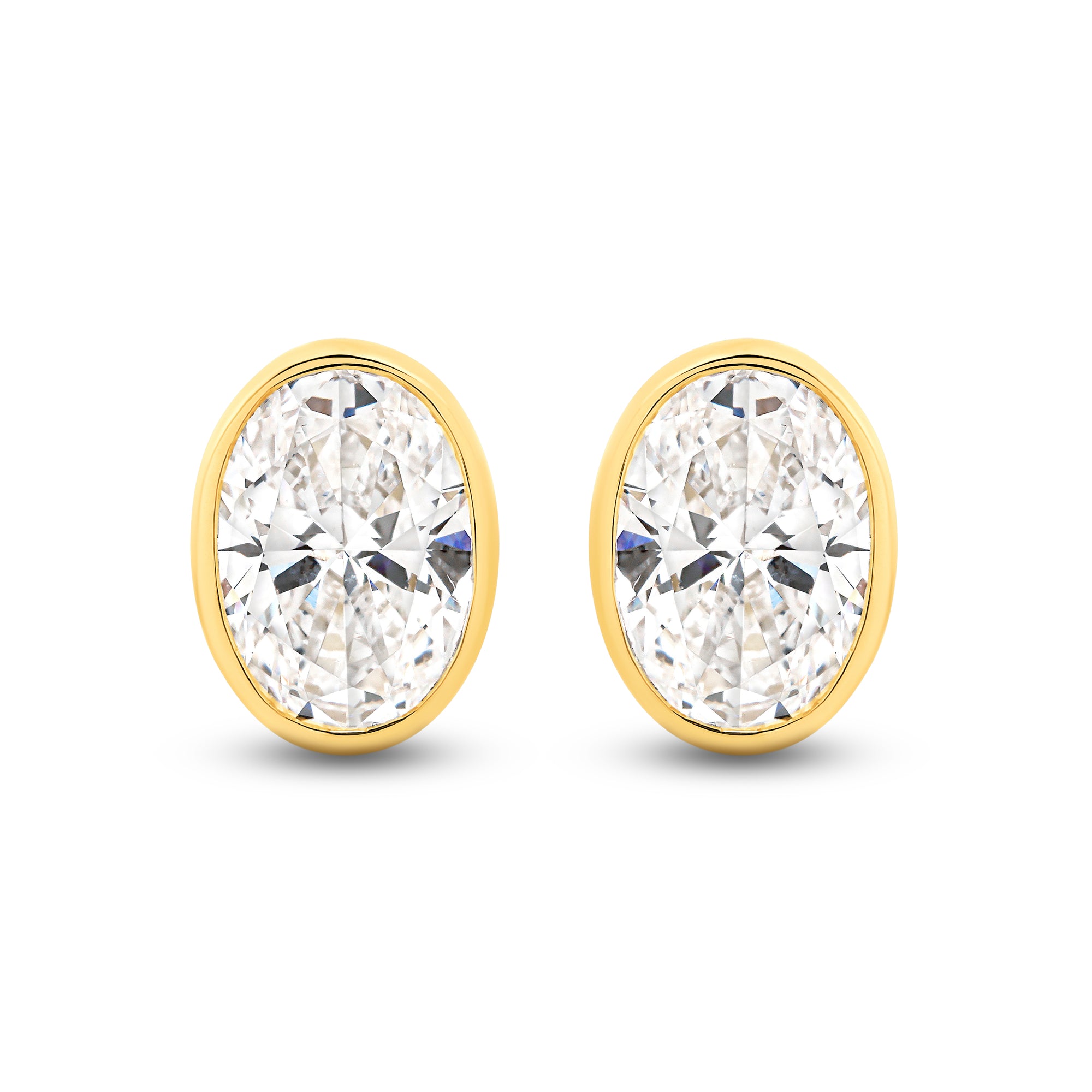 HEIRLOOM OVAL BEZEL SET DIAMOND STUD EARRINGS - SOLID GOLD