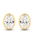 HEIRLOOM OVAL BEZEL SET DIAMOND STUD EARRINGS - SOLID GOLD
