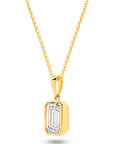 HEIRLOOM 1CT EMERALD CUT BEZEL DIAMOND PENDANT -SOLID GOLD