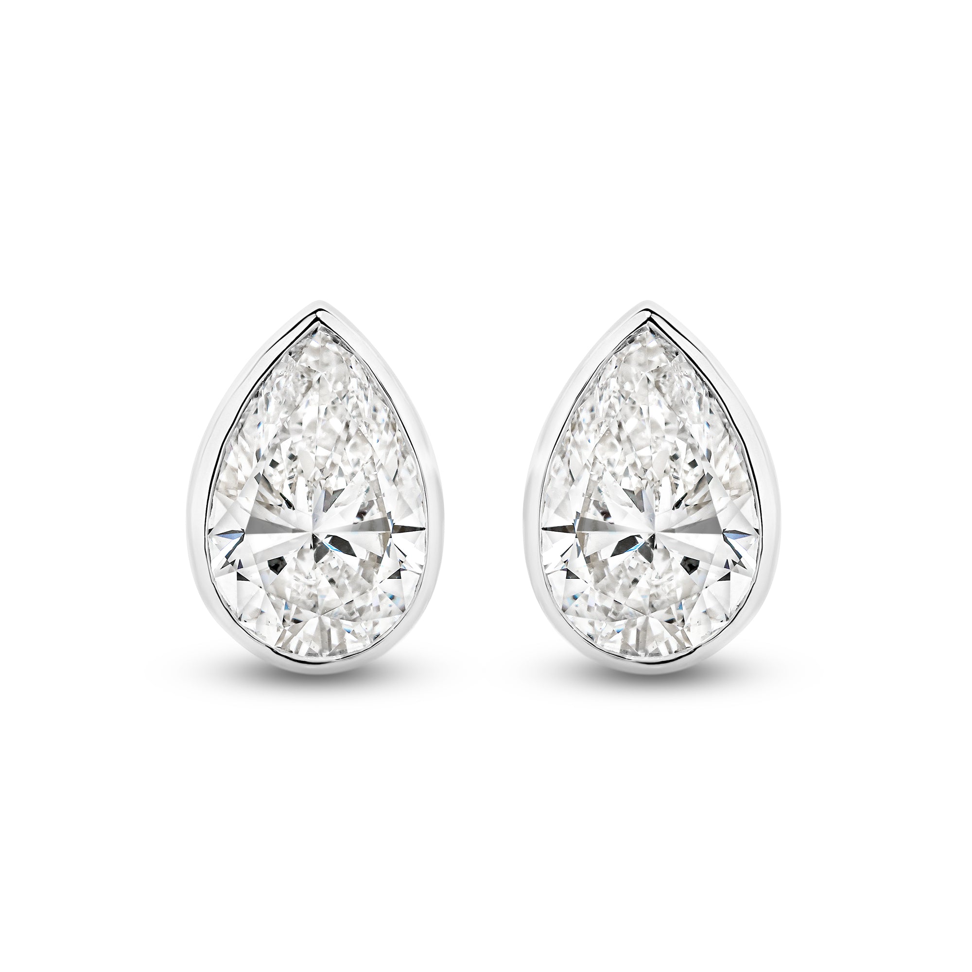HEIRLOOM PEAR BEZEL SET DIAMOND STUD EARRINGS - SOLID GOLD