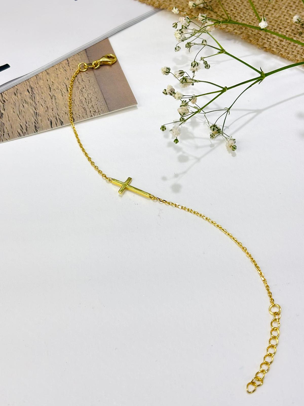 PLAIN CROSS BRACELET - STERLING SILVER