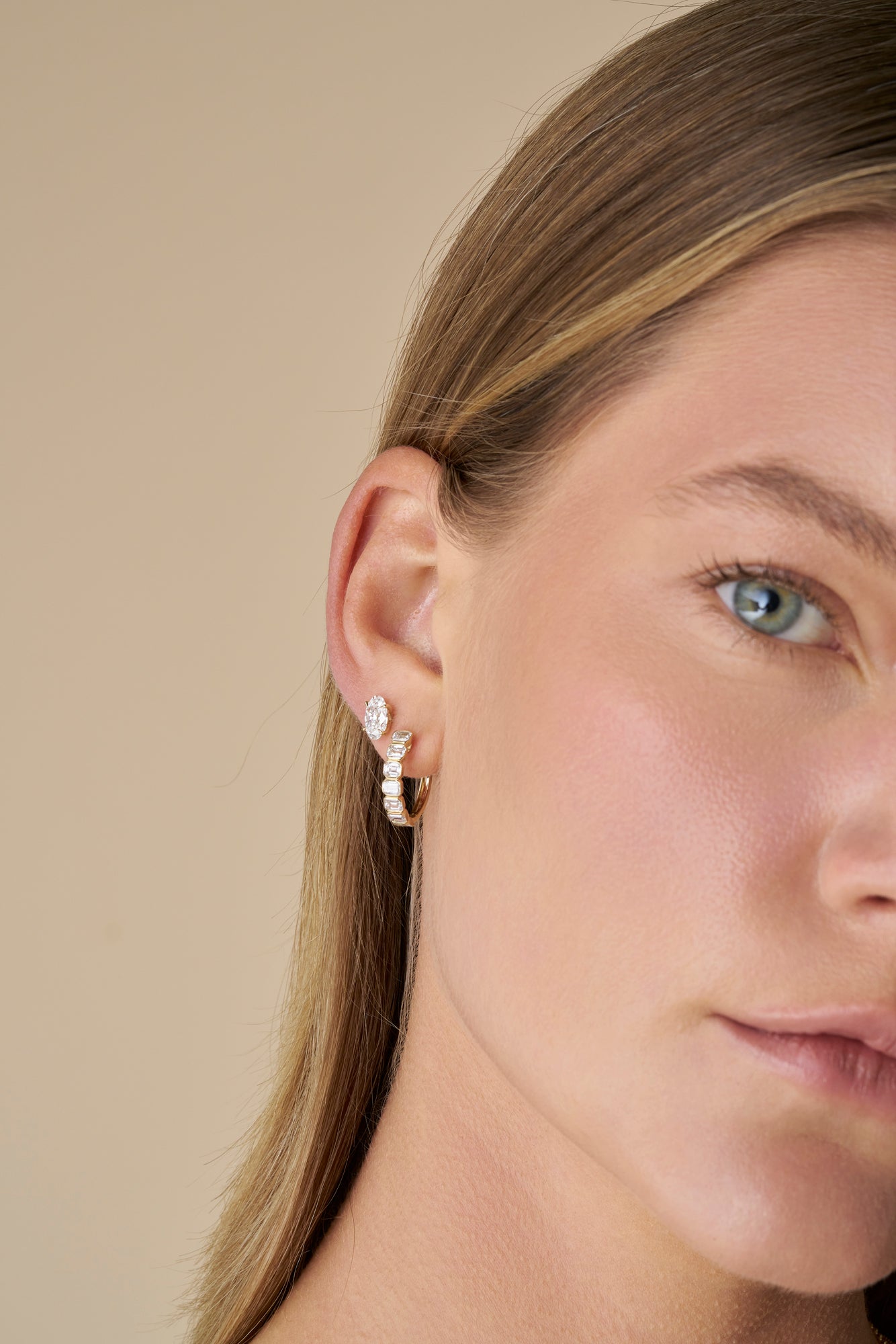 HEIRLOOM OVAL DIAMOND STUD EARRINGS - SOLID GOLD
