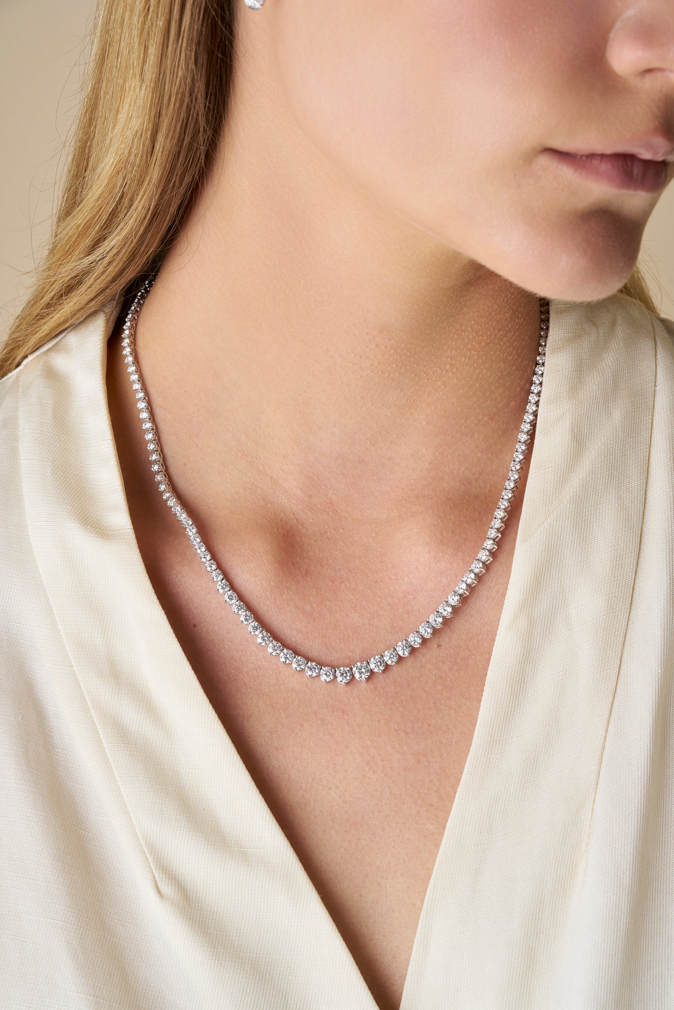 HEIRLOOM 15CT GRADUATED DIAMOND TENNIS NECKLACE- SOLID GOLD