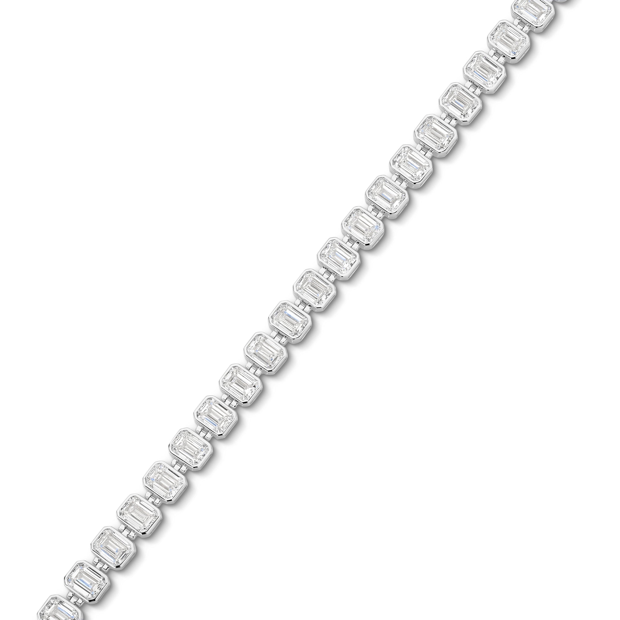 21CT TDW EMERALD CUT DIAMOND TENNIS BRACELET - 9CT GOLD