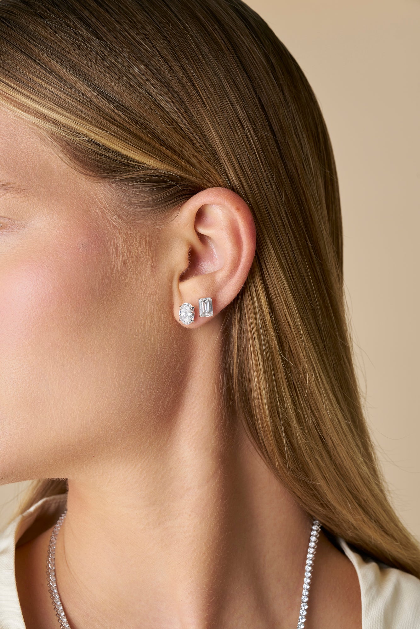 HEIRLOOM OVAL DIAMOND STUD EARRINGS - SOLID GOLD