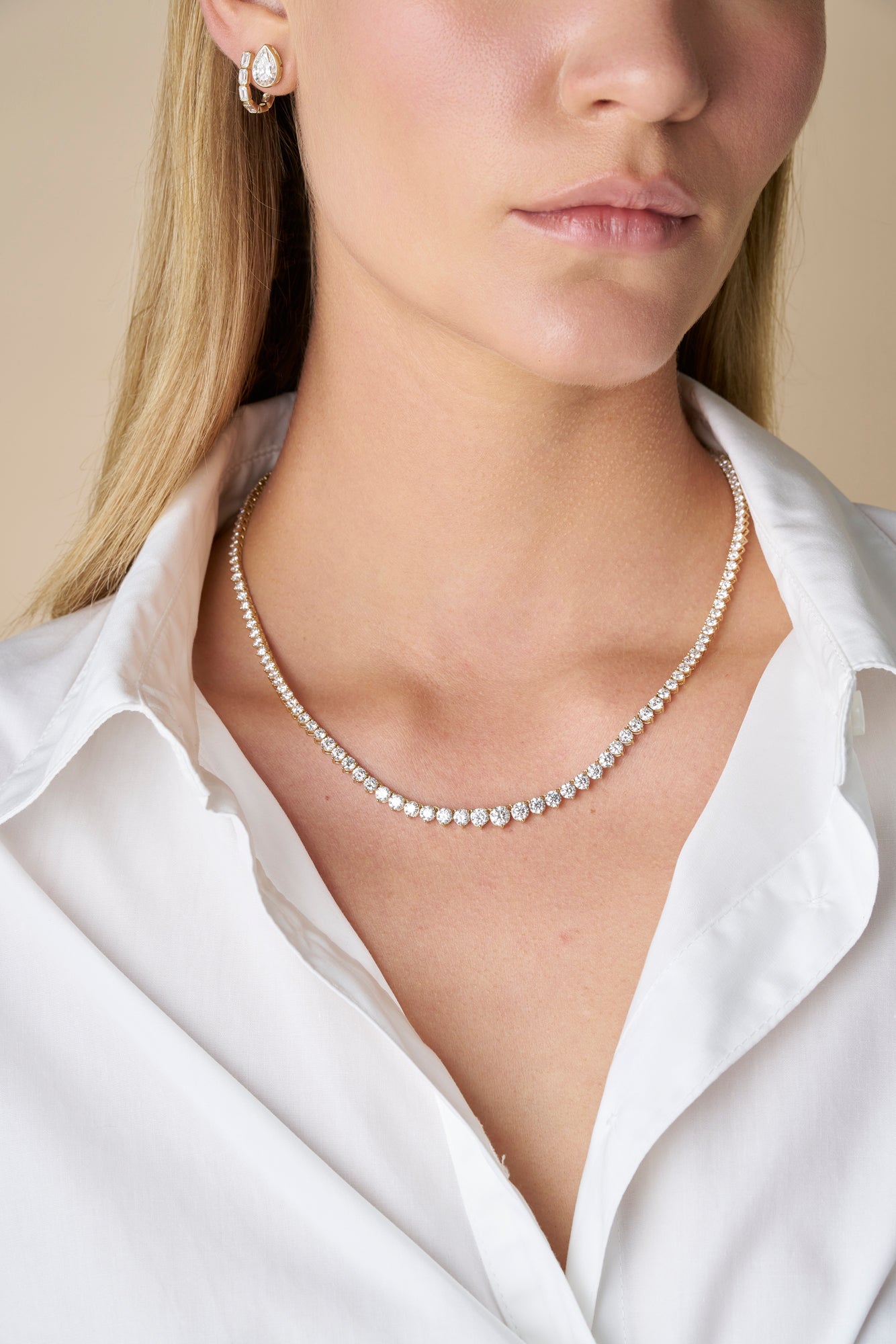 HEIRLOOM 15CT GRADUATED DIAMOND TENNIS NECKLACE- SOLID GOLD