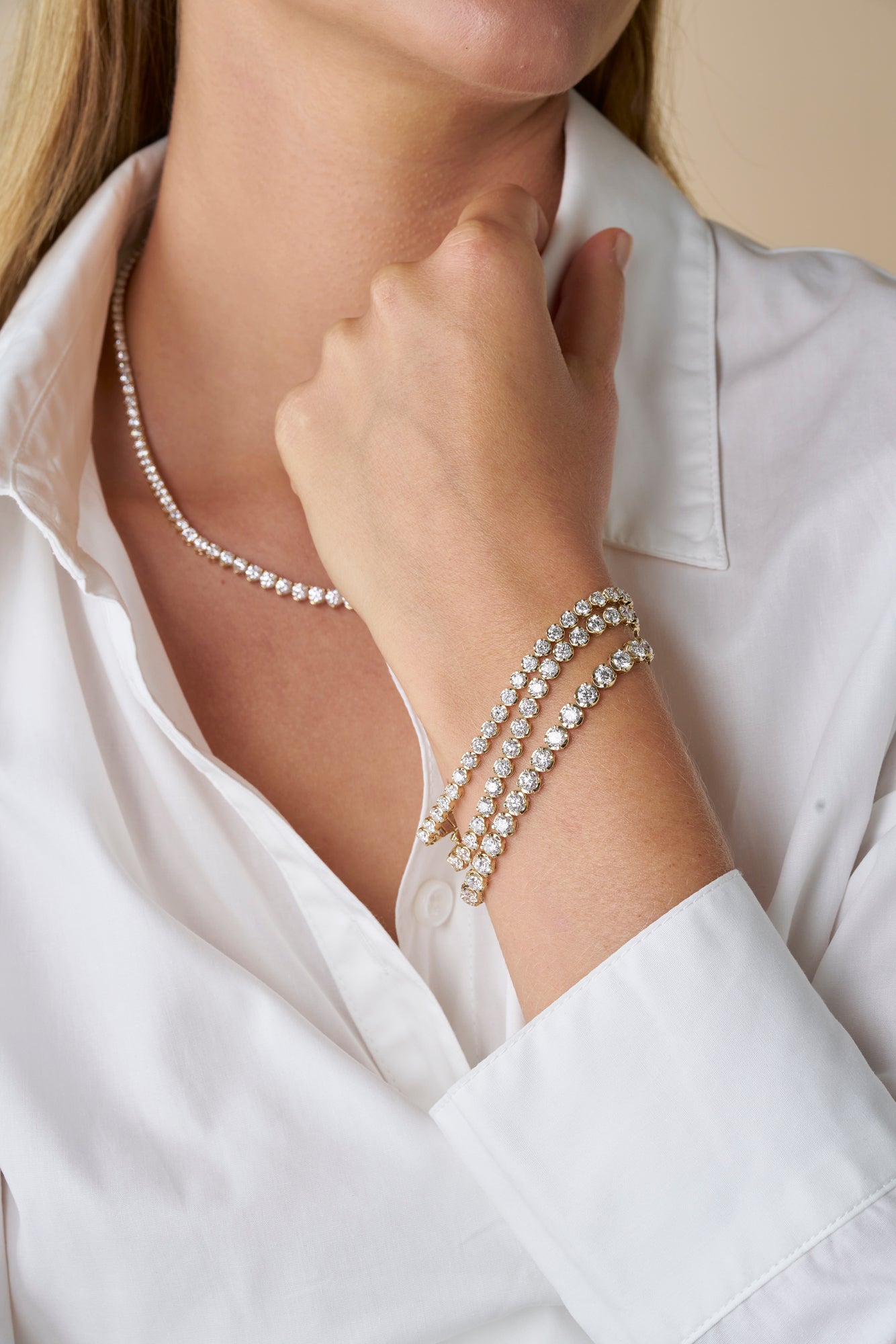 HEIRLOOM BRILLIANT CUT DIAMOND TENNIS BRACELET - SOLID GOLD