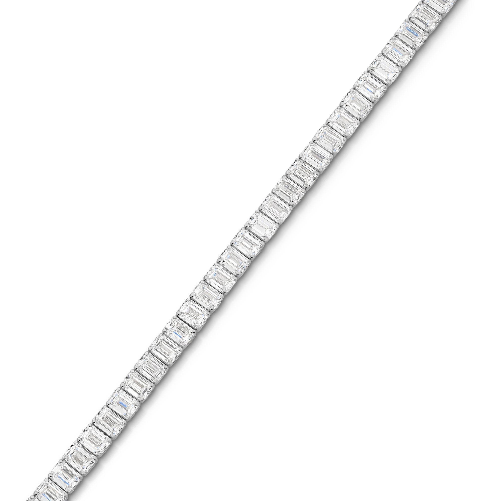 15CT BEZEL EMERALD CUT DIAMOND TENNIS BRACELET - 9CT GOLD