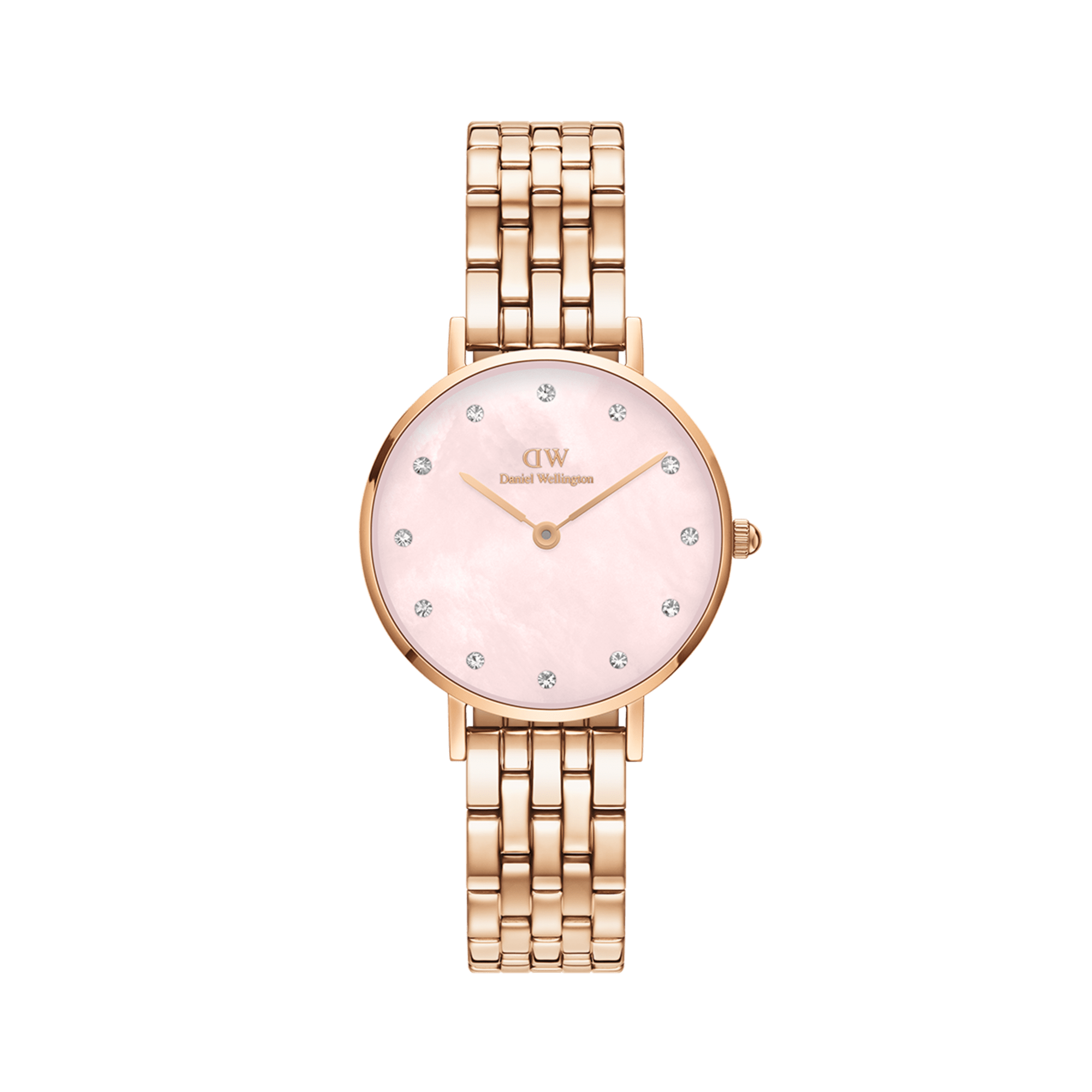 Daniel Wellington Petite Lumine 28 5-Link Rose Gold &amp; Mother of Pearl Pink Watch