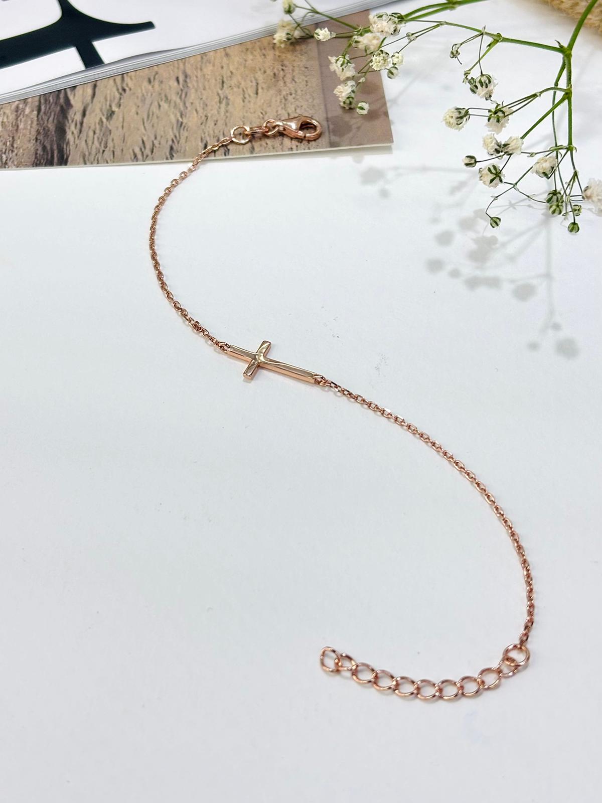 PLAIN CROSS BRACELET - STERLING SILVER