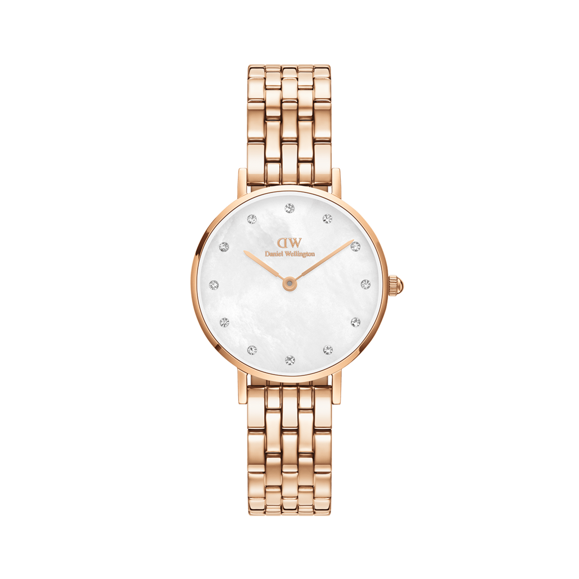 Daniel Wellington Petite Lumine 28 5-Link Rose Gold &amp; Mother of Pearl White Watch