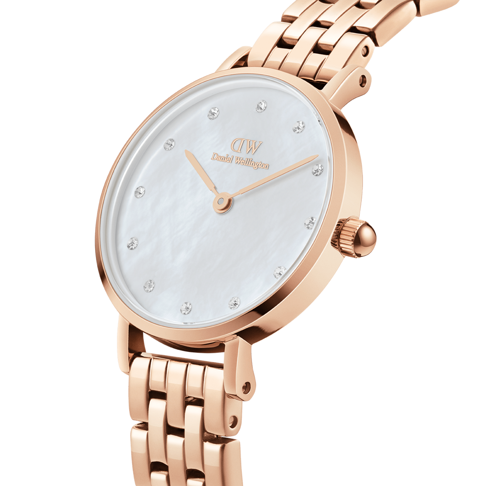 Daniel Wellington Petite Lumine 28 5-Link Rose Gold &amp; Mother of Pearl White Watch