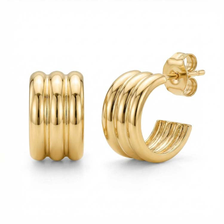 9CT ARLIE STUD HOOP EARRINGS