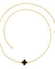 9CT SINGLE ONXY CLOVER NECKLACE
