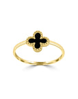 9CT ONYX CLOVER RING