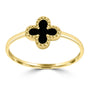 9CT ONYX CLOVER RING