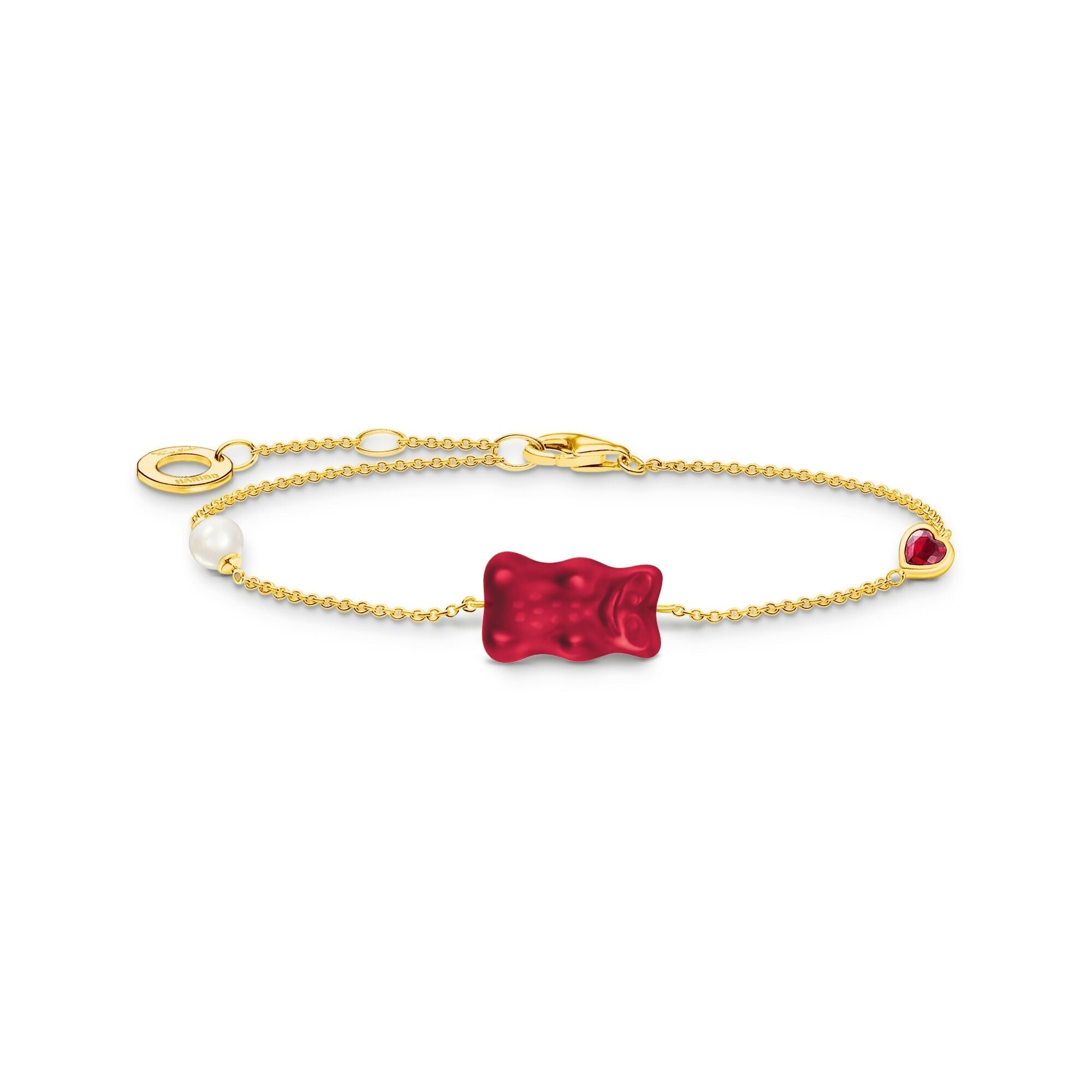 THOMAS SABO Bracelet with red goldbears, freshwater pearl &amp; stones