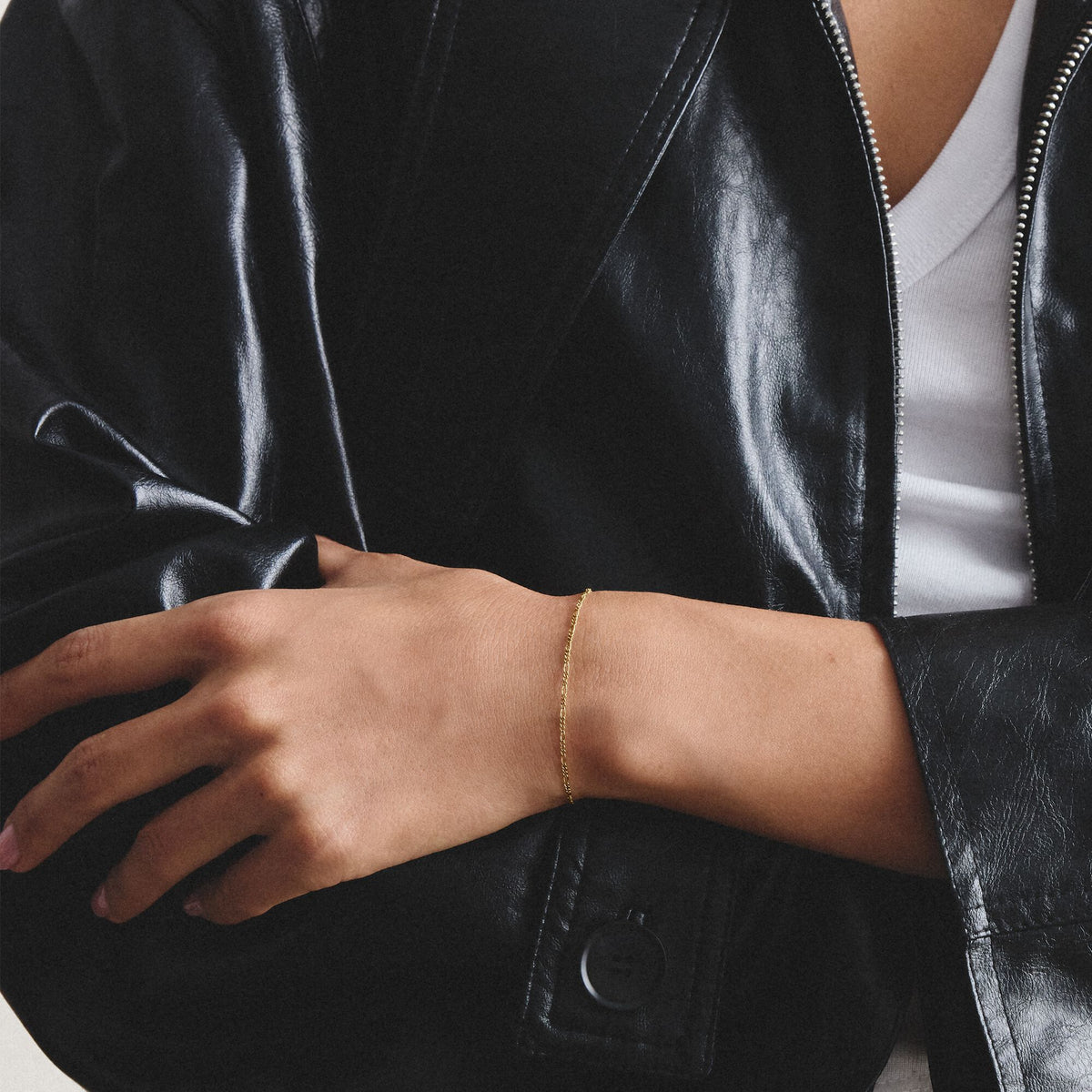 Gold-Tone Stainless Steel Figaro Bracelet 1.4mm