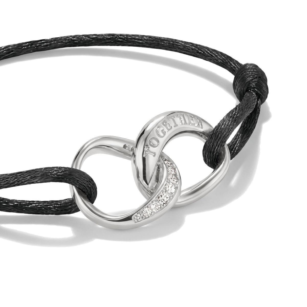 Textile bracelet Together black with zirconia