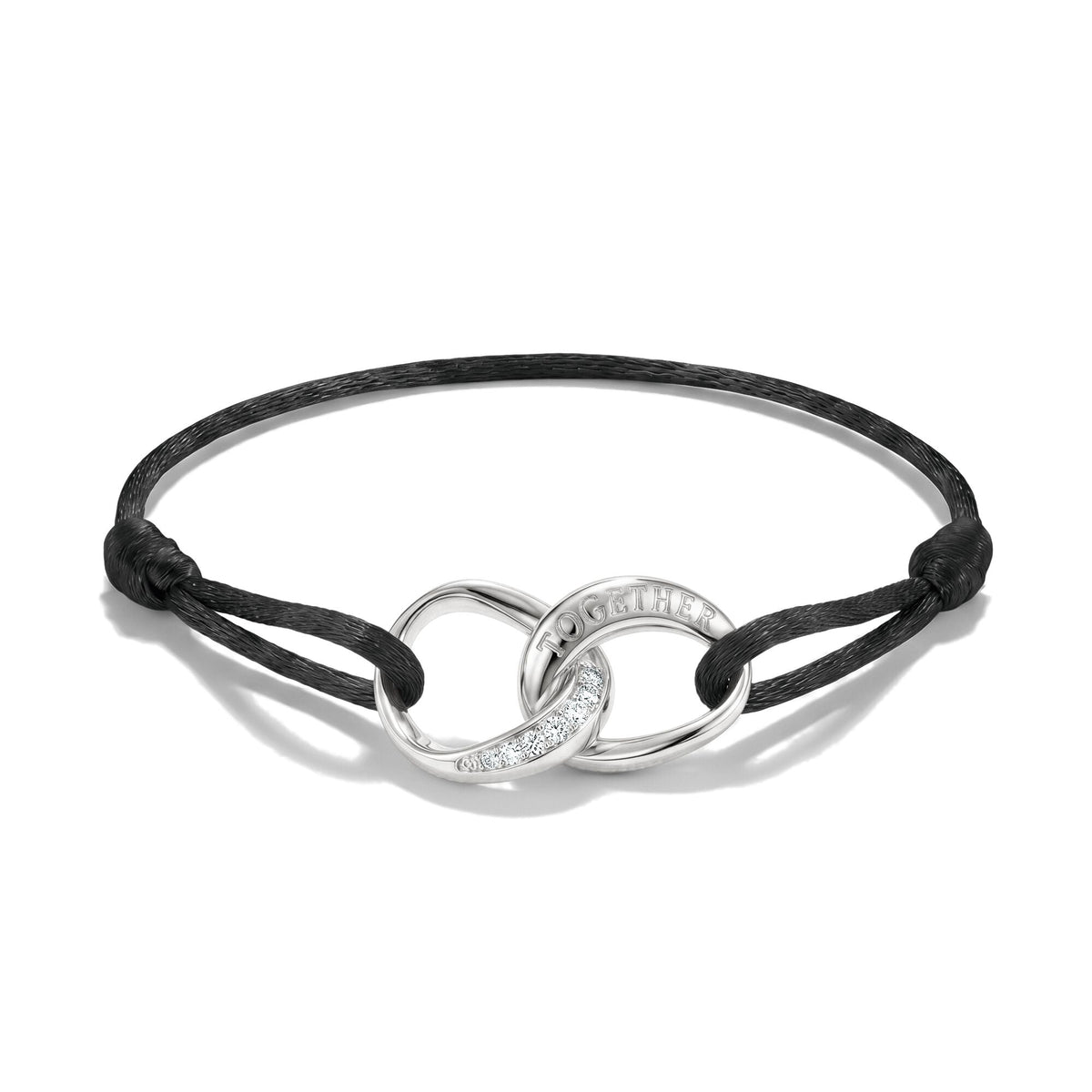 Textile bracelet Together black with zirconia
