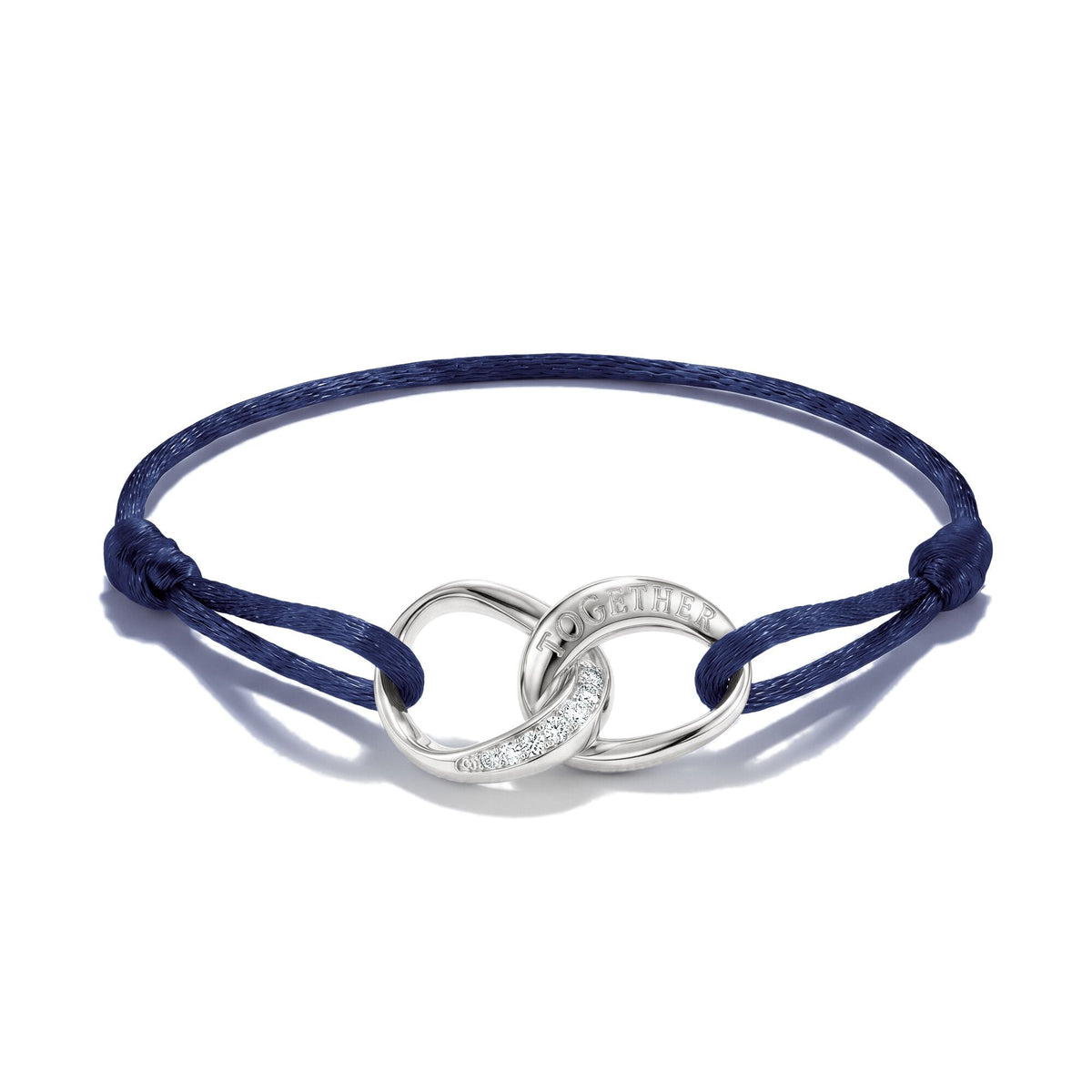 Textile bracelet Together dark blue with zirconia