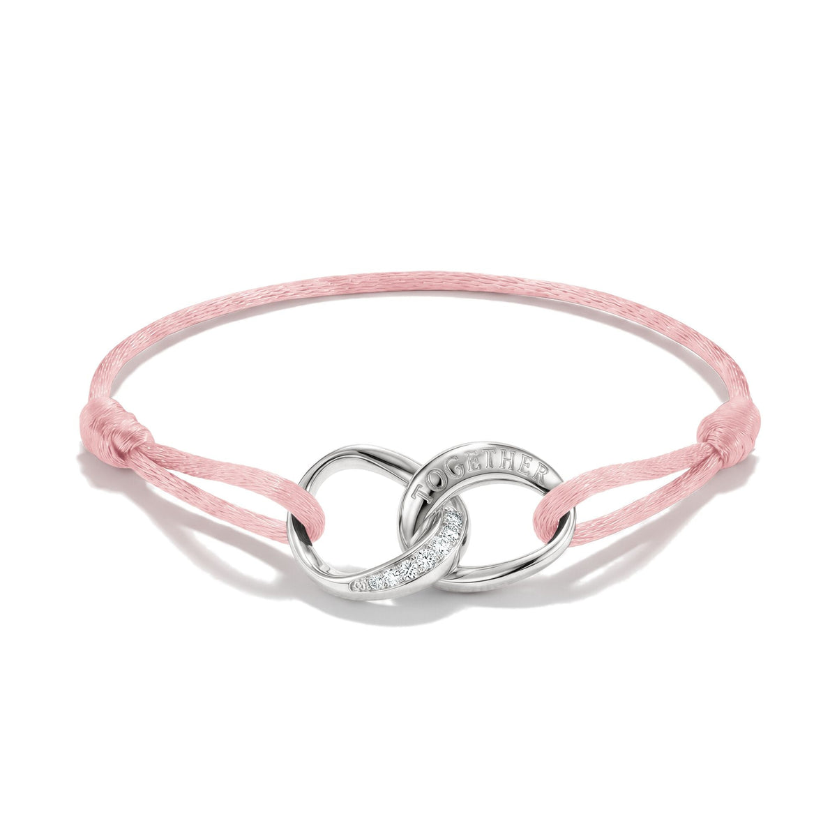 Textile bracelet Together pink with zirconia