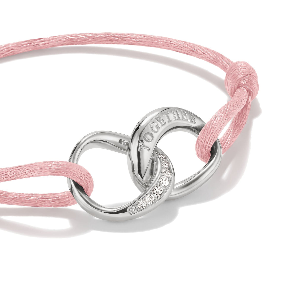 Textile bracelet Together pink with zirconia