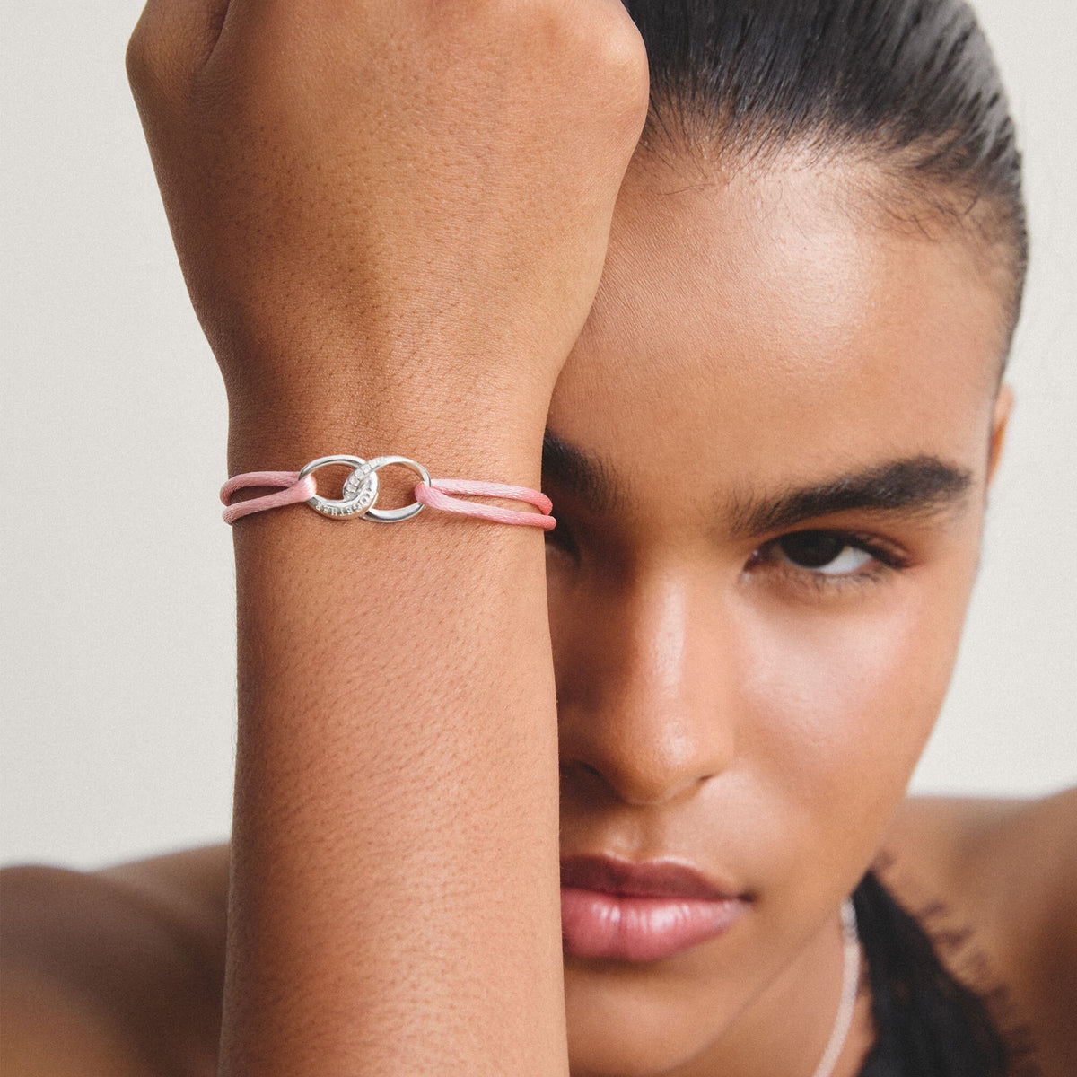 Textile bracelet Together pink with zirconia