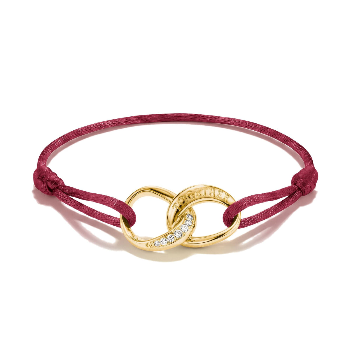 Textile bracelet Together red with zirconia