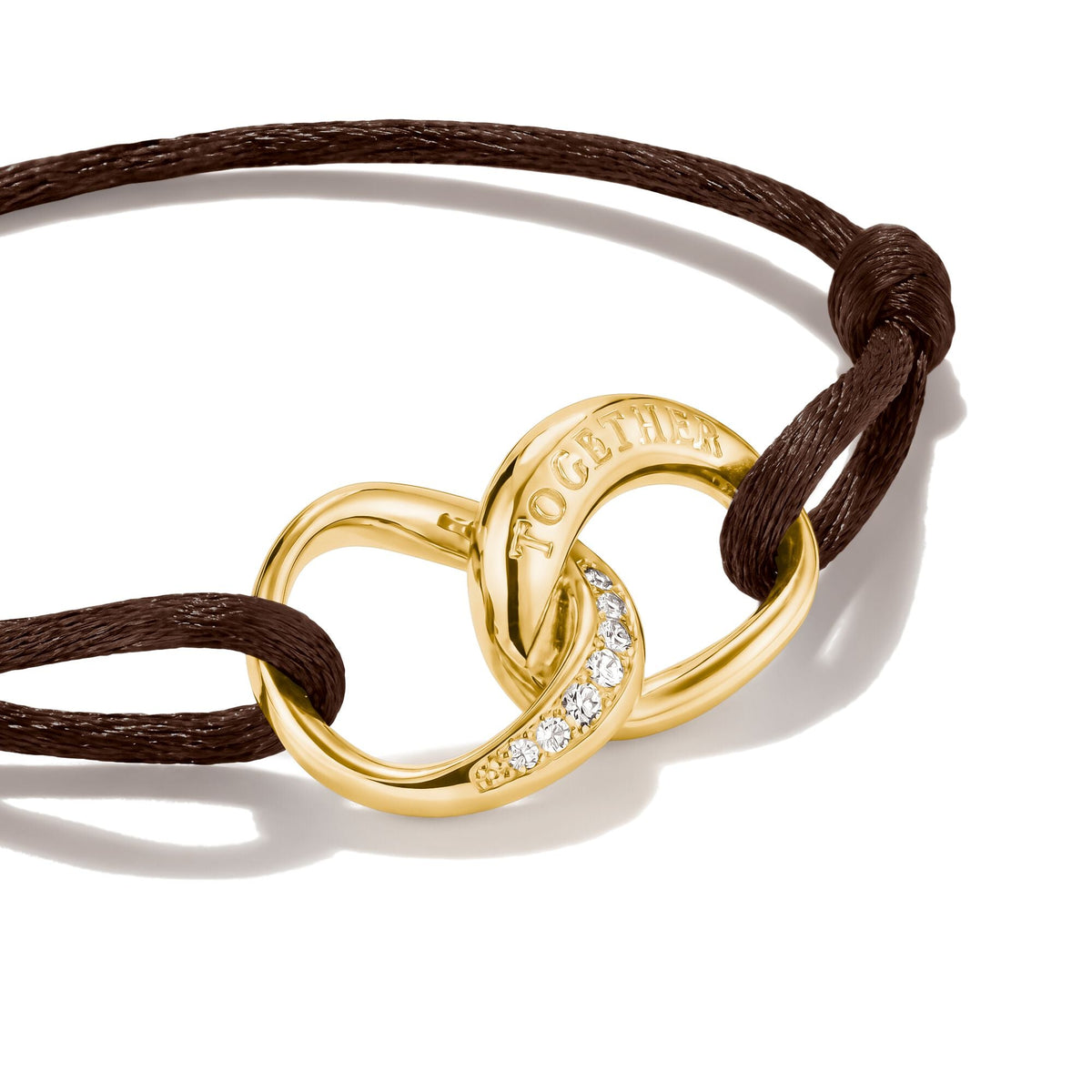 Textile bracelet Together brown with zirconia