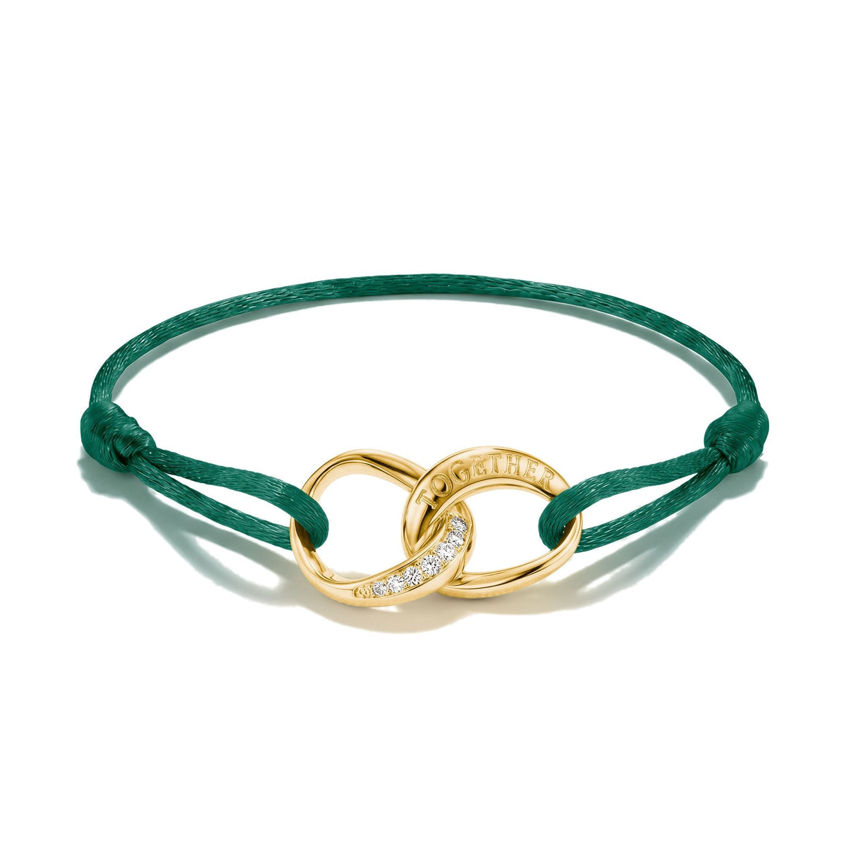 Textile bracelet Together green with zirconia