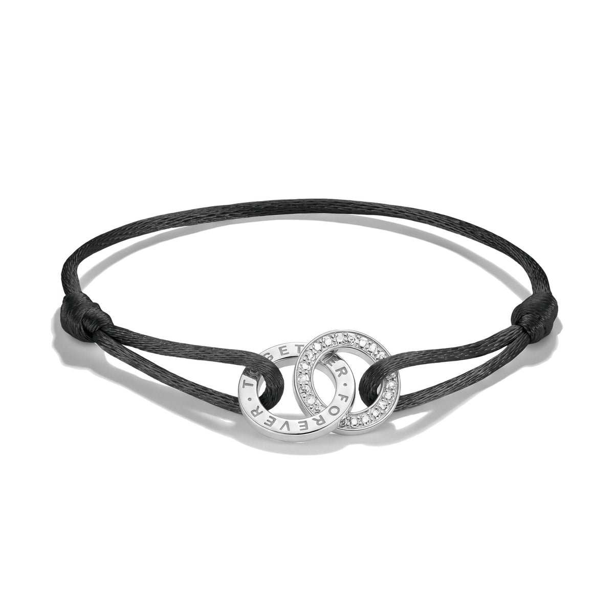 Textile bracelet Together black with zirconia