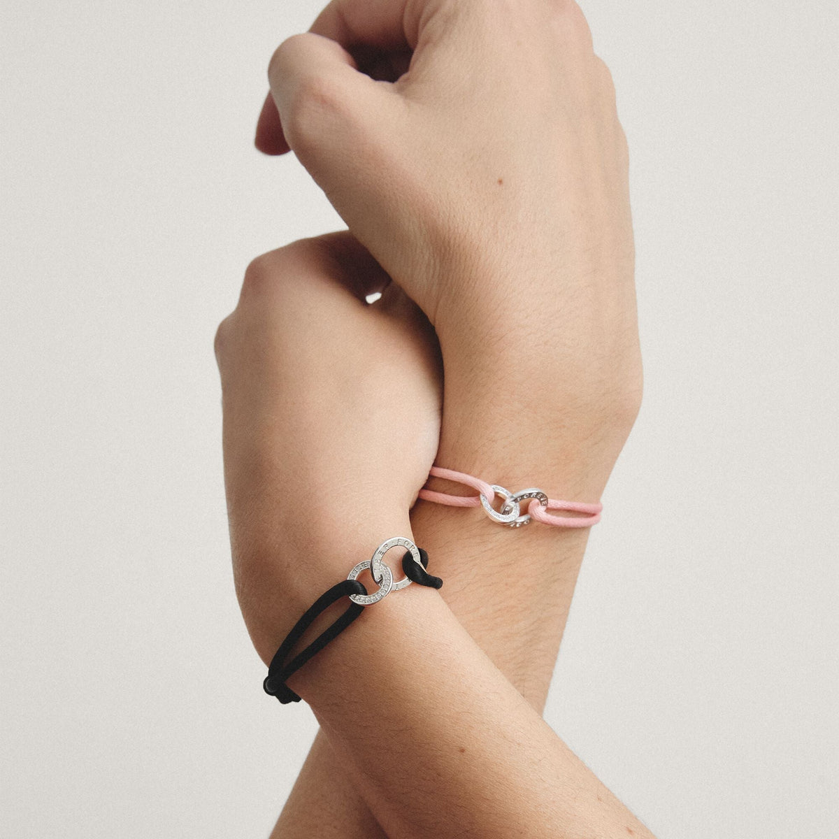 Textile bracelet Together black with zirconia