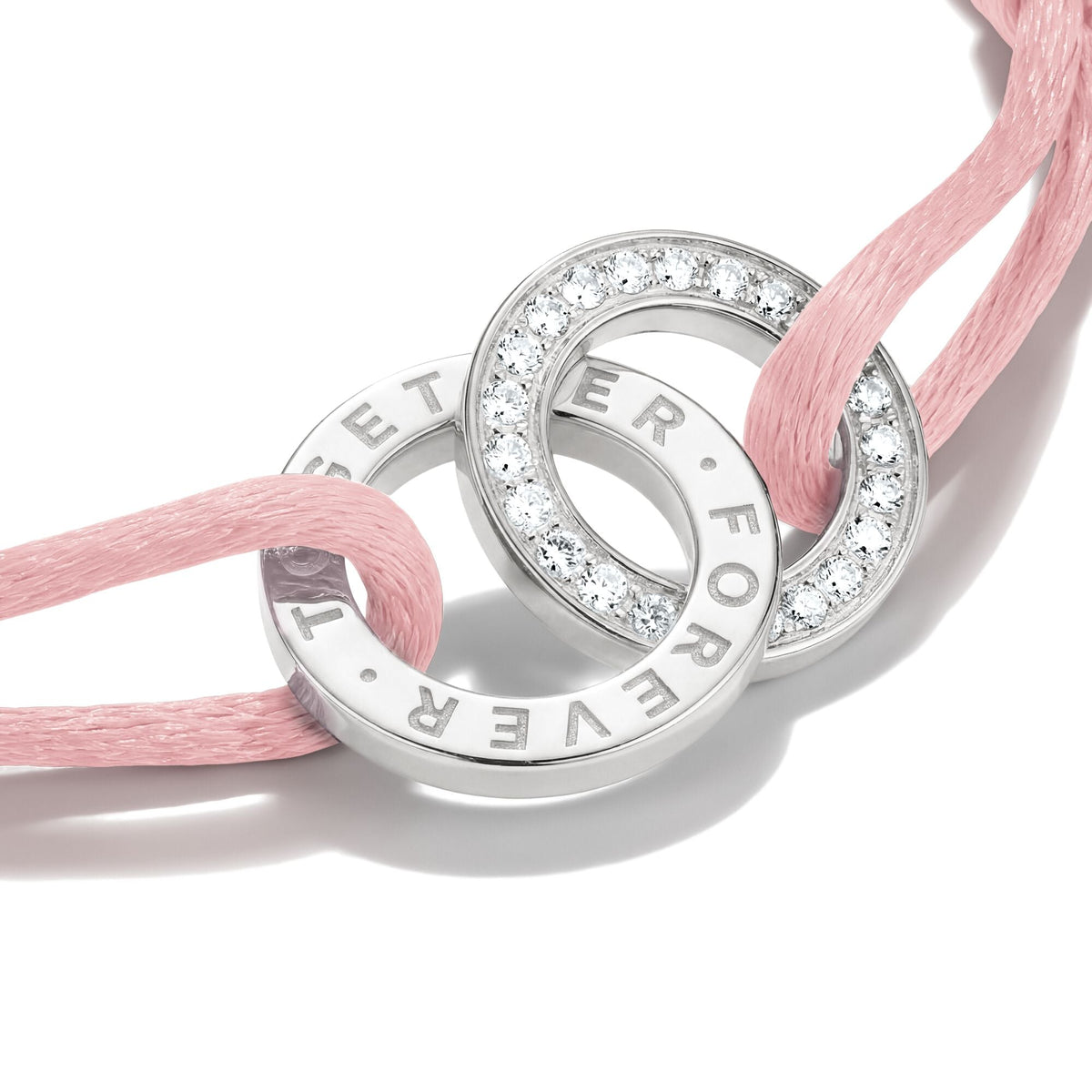 Textile bracelet Together pink with zirconia