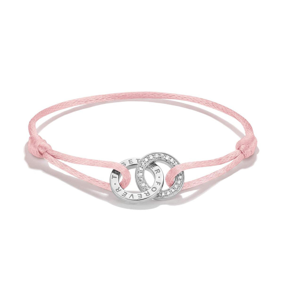 Textile bracelet Together pink with zirconia